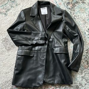 Garage Black Leather Blazer Jacket